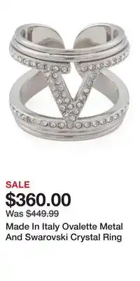 TJ Maxx Made In Italy Ovalette Metal And Swarovski Crystal Ring offer