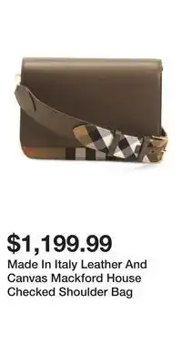 TJ Maxx Made In Italy Leather And Canvas Mackford House Checked Shoulder Bag offer