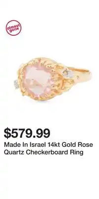 TJ Maxx Made In Israel 14kt Gold Rose Quartz Checkerboard Ring offer