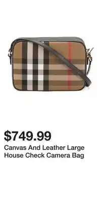 TJ Maxx Canvas And Leather Large House Check Camera Bag offer
