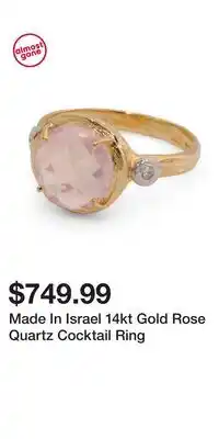 TJ Maxx Made In Israel 14kt Gold Rose Quartz Cocktail Ring offer