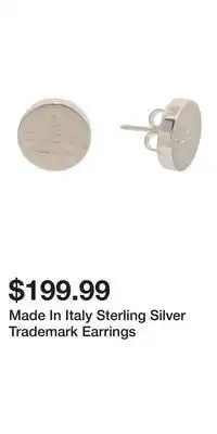 TJ Maxx Made In Italy Sterling Silver Trademark Earrings offer