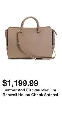 TJ Maxx Leather And Canvas Medium Banwell House Check Satchel offer