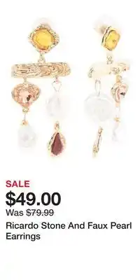 TJ Maxx Ricardo Stone And Faux Pearl Earrings offer