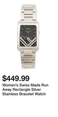 TJ Maxx Women's Swiss Made Run Away Rectangle Silver Stainless Bracelet Watch offer