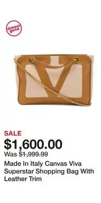 TJ Maxx Made In Italy Canvas Viva Superstar Shopping Bag With Leather Trim offer