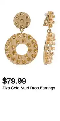 TJ Maxx Ziva Gold Stud Drop Earrings offer
