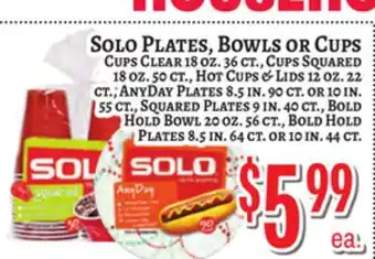 Trade Fair Supermarket SOLO PLATES, BOWLS OR CUPS offer