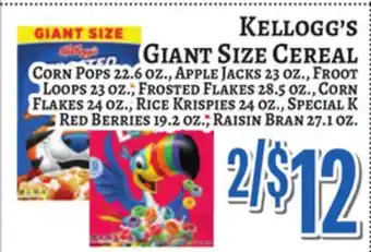 Trade Fair Supermarket Kellogg's GIANT SIZE CEREAL offer