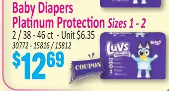 Jetro Baby Diapers Platinum Protection Sizes 1 - 2 offer