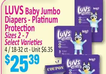 Jetro LUVS Baby Jumbo Diapers - Platinum Protection offer