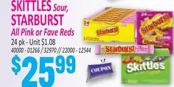 Jetro SKITTLES Sour, STARBURST All Pink or Fave Reds offer