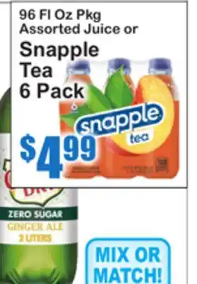 SuperFresh 96 FL Oz Pkg Assorted Juice or Snapple Tea offer