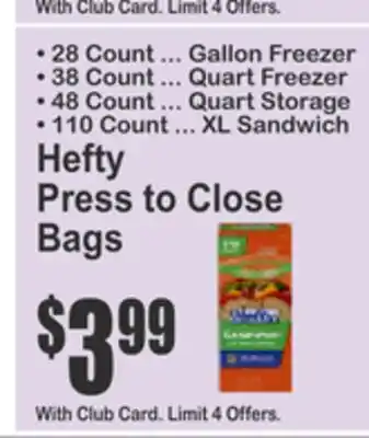 SuperFresh Hefty Press to Close Bags offer