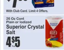SuperFresh 26 Oz Cont Plain or Iodized Superior Crystal Salt offer