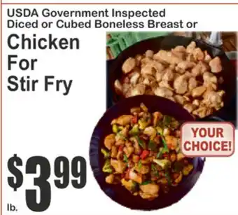 SuperFresh USDA Government Inspected Diced or Cubed Boneless Breast or Chicken For Stir Fry offer