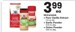 ACME McCormick Pure Vanilla Extract 1 fl. oz. btl. Garlic Powder 3.12 oz. pkg. Onion Powder 2.62 oz. pkg offer