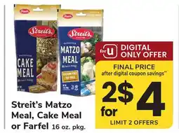 ACME Streit's Matzo Meal, Cake Meal or Farfel offer