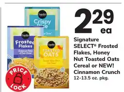 ACME Signature SELECT Frosted Flakes, Honey Nut Toasted Oats Cereal or NEW! Cinnamon Crunch offer