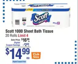 Smart & Final Scott 1000 Sheet Bath Tissue offer