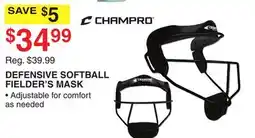Dunham's Sports CHAMPRO DEFENSIVE SOFTBALL FIELDER'S MASK offer
