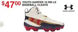 Dunham's Sports UNDER ARMOUR YOUTH HARPER 10 RM LE BASEBALL CLEATS offer