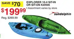 Dunham's Sports SUNDOLPHIN EXPLORER 10.4 SIT-IN OR SIT-ON KAYAK offer