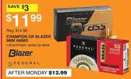 Dunham's Sports CHAMPION OR BLAZER 9MM AMMO offer