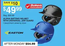 Dunham's Sports EASTON ALPHA BATTING HELMET WITH UNIVERSAL JAW GUARD offer