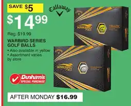 Dunham's Sports WARBIRD SERIES GOLF BALLS offer