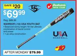 Dunham's Sports WARRIOR (- 10) USA YOUTH BAT offer