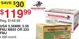 Dunham's Sports WINCHESTER USA 5.56MM, 5.56 FMJ M855 OR 223 FMJ offer