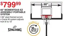 Dunham's Sports 60 MOMENTOUS EZ ASSEMBLY PORTABLE SYSTEM offer