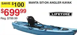 Dunham's Sports LIFETIME MANTA SIT-ON ANGLER KAYAK offer