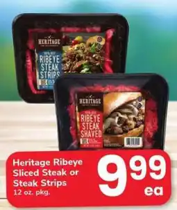 Safeway Heritage Ribeye Sliced Steak or Steak Strips offer