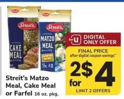 Safeway Streit's Matzo Meal, Cake Meal or Farfel offer