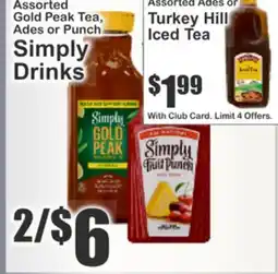 Food Universe Assorted Gold Peak Tea, Ades or Punch Simply Drinks offer
