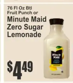 Food Universe 76 Fl Oz Btl Fruit Punch or Minute Maid Zero Sugar Lemonade offer