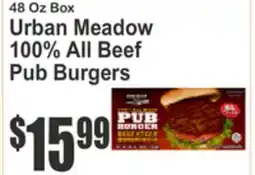 Food Universe 48 Oz Box Urban Meadow 100% All Beef Pub Burgers offer