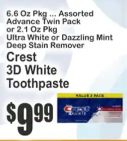 Almonte's Food Dynasty Marketplace Crest 3D White Toothpaste offer