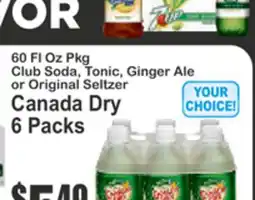 Almonte's Food Dynasty Marketplace 60 Fl Oz Pkg Club Soda, Tonic, Ginger Ale or Original Seltzer offer