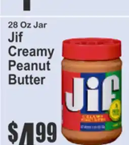 Almonte's Food Dynasty Marketplace 28 Oz Jar Jif Creamy Peanut Butter offer