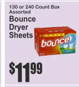 Almonte's Food Dynasty Marketplace 130 or 240 Count Box Assorted Bounce Dryer Sheets offer