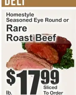 The Food Emporium Homestyle Seasoned Eye Round or Rare Roast Beef offer