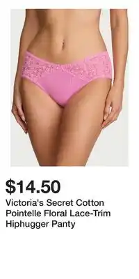 Victoria's Secret Victoria's Secret Cotton Pointelle Floral Lace-Trim Hiphugger Panty offer