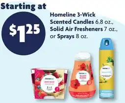 Family Dollar Homeline 3-Wick Scented Candles 6.8 oz., Solid Air Fresheners 7 oz., or Sprays 8 oz offer