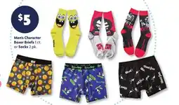 Family Dollar Men's Character Boxer Briefs 1 ct. or Socks 2 pk offer