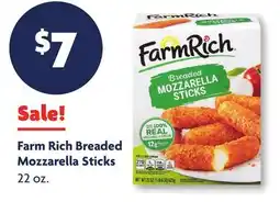 Family Dollar Farm Rich Breaded Mozzarella Sticks offer