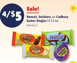Family Dollar Reese's, Snickers, or Cadbury Easter Singles offer