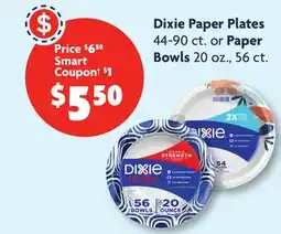 Family Dollar Dixie Paper Plates 44-90 ct. or Paper Bowls 20 oz., 56 ct offer